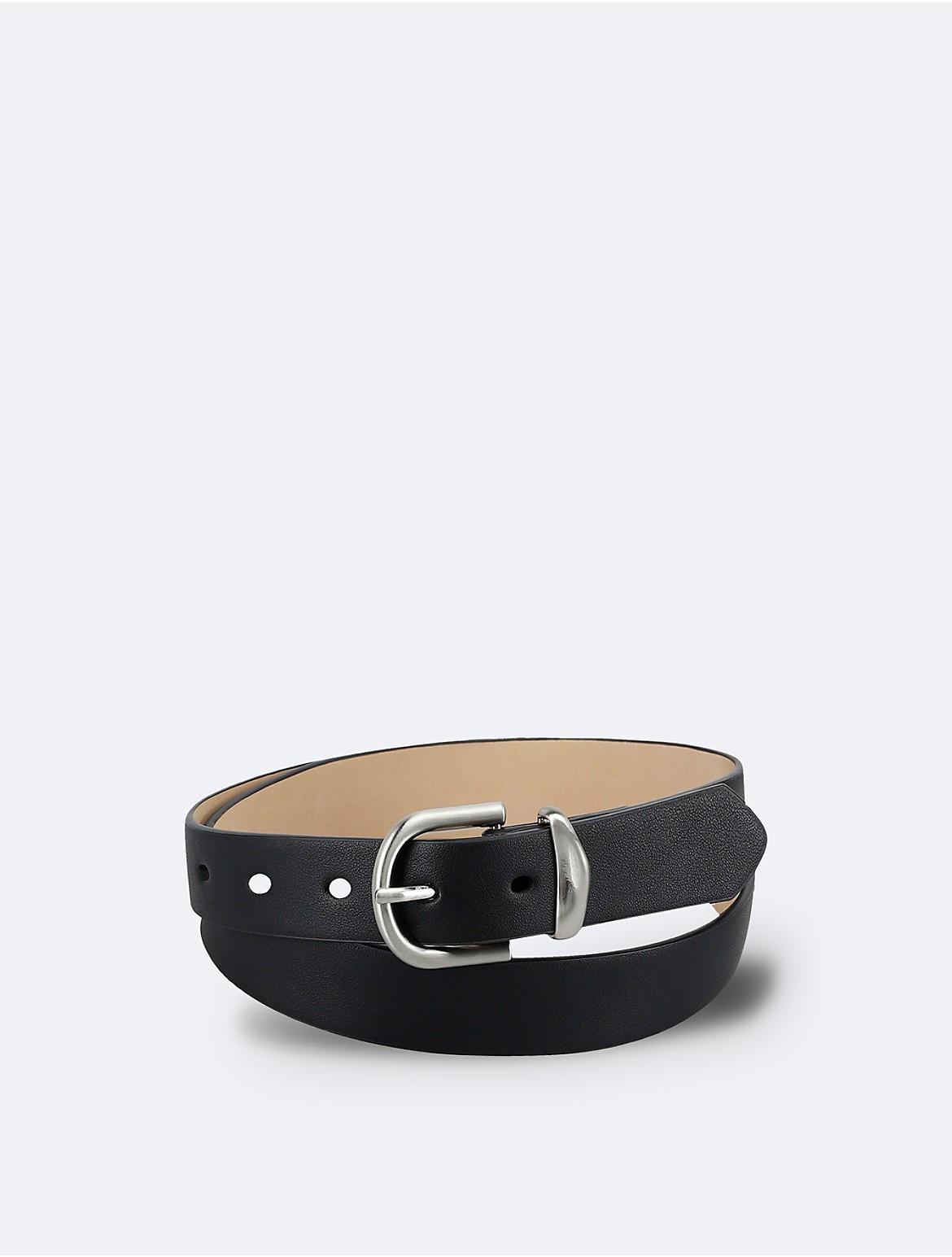 Calvin Klein Womens Leather Buckle Belt - Black - M Product Image