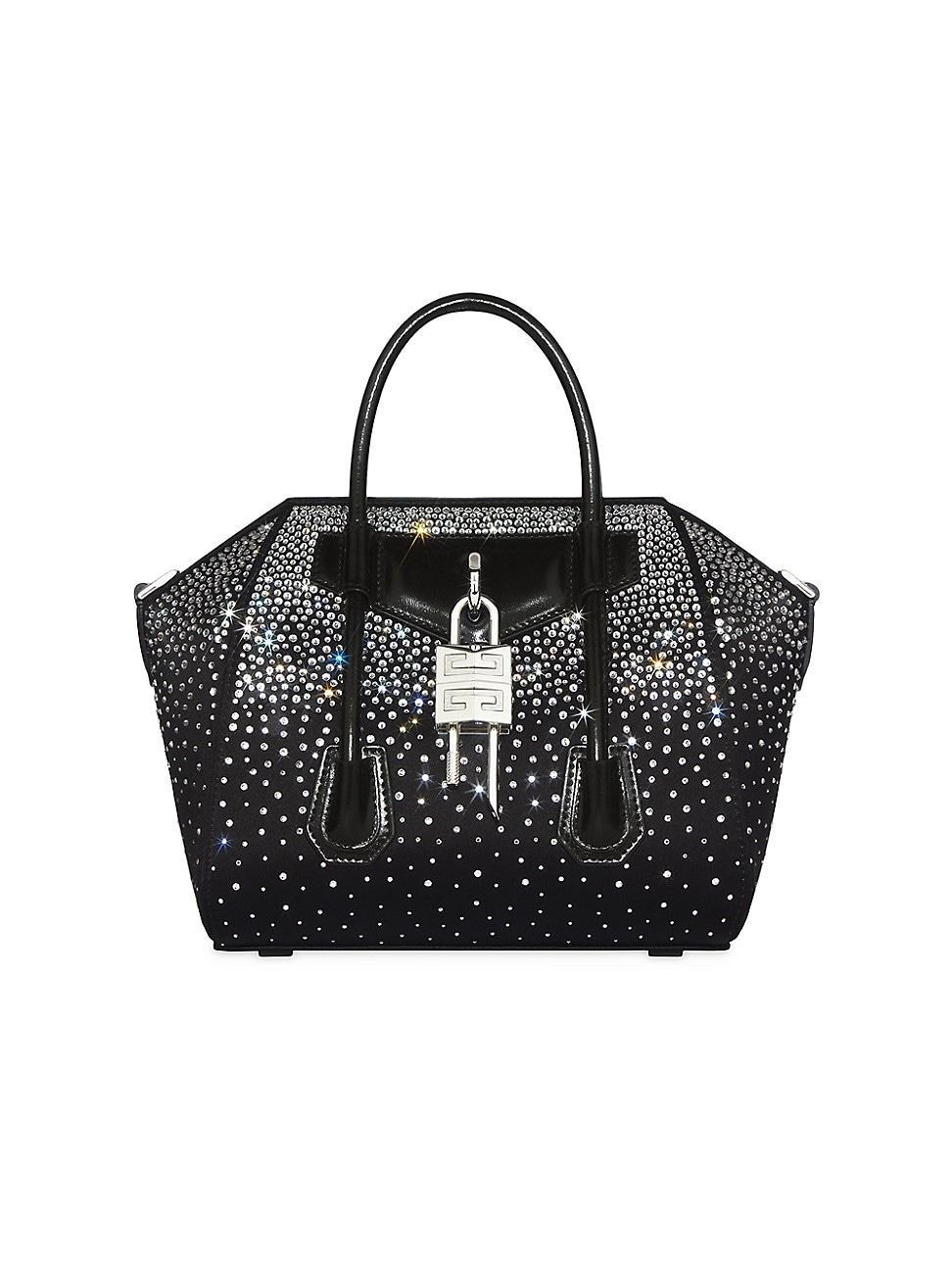 Womens Mini Antigona Lock Bag In Satin With Strass Product Image