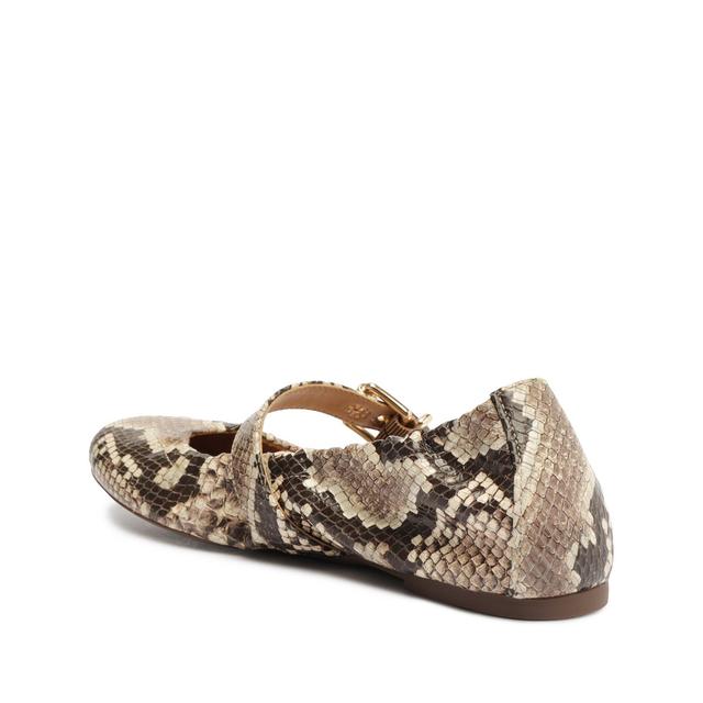 Calita Snake-Embossed Leather Flat Female Product Image