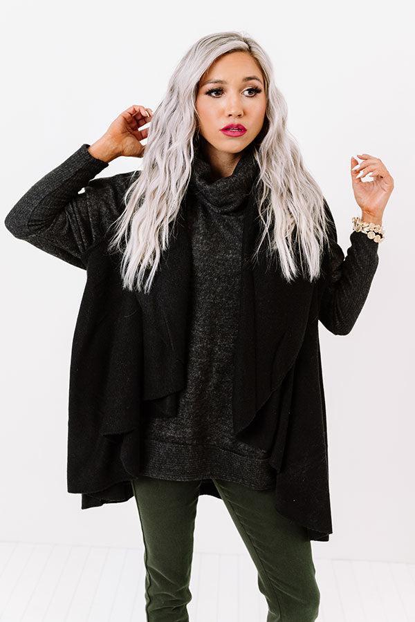 Chic In The Moment Poncho In Black Product Image