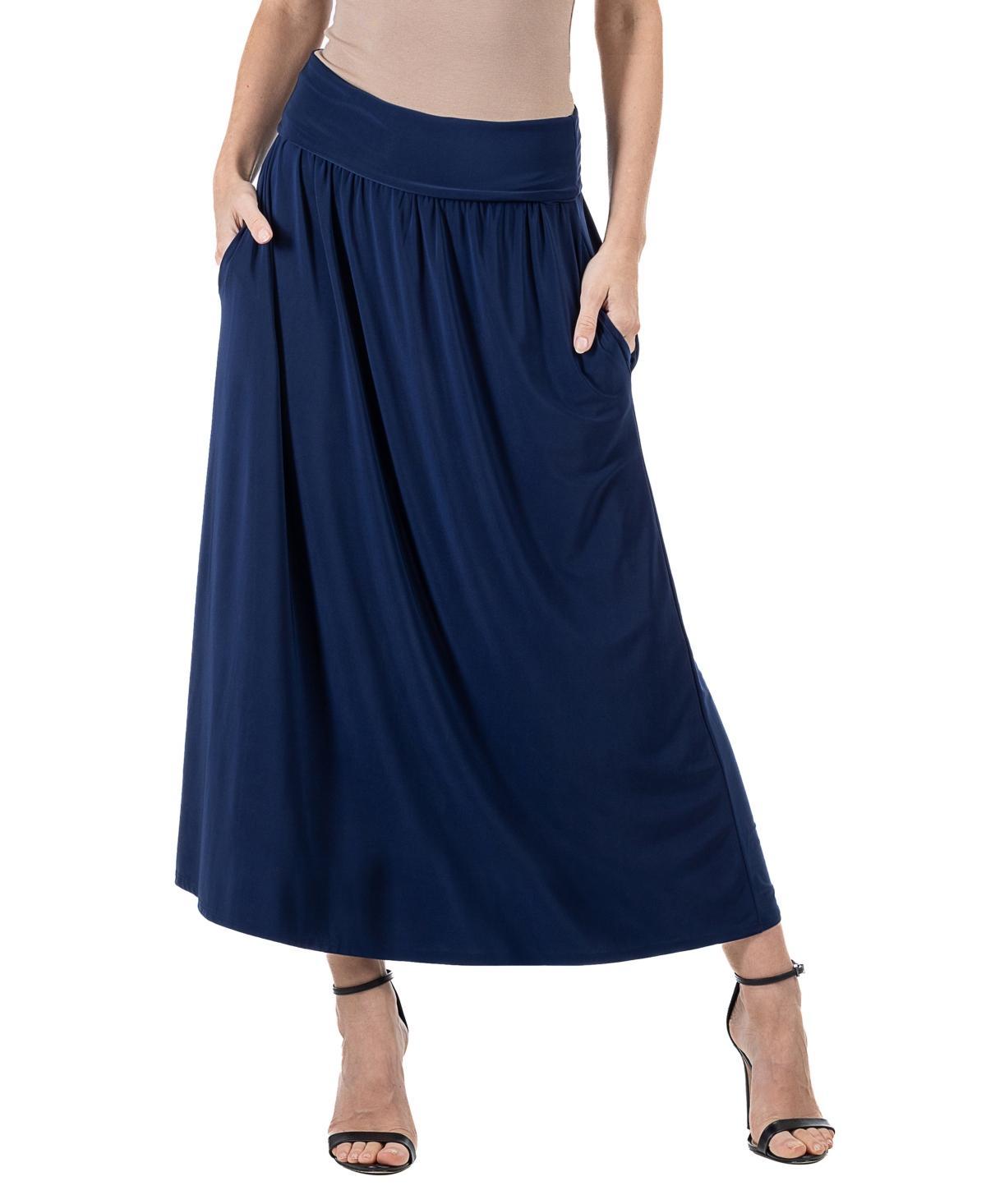 24seven Comfort Apparel Womens Foldover with Pockets Maxi Skirt Product Image