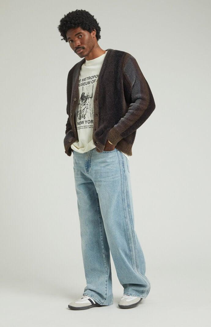 Mens Tonal Stripe Extreme Baggy Jeans - 36W x 32L Product Image