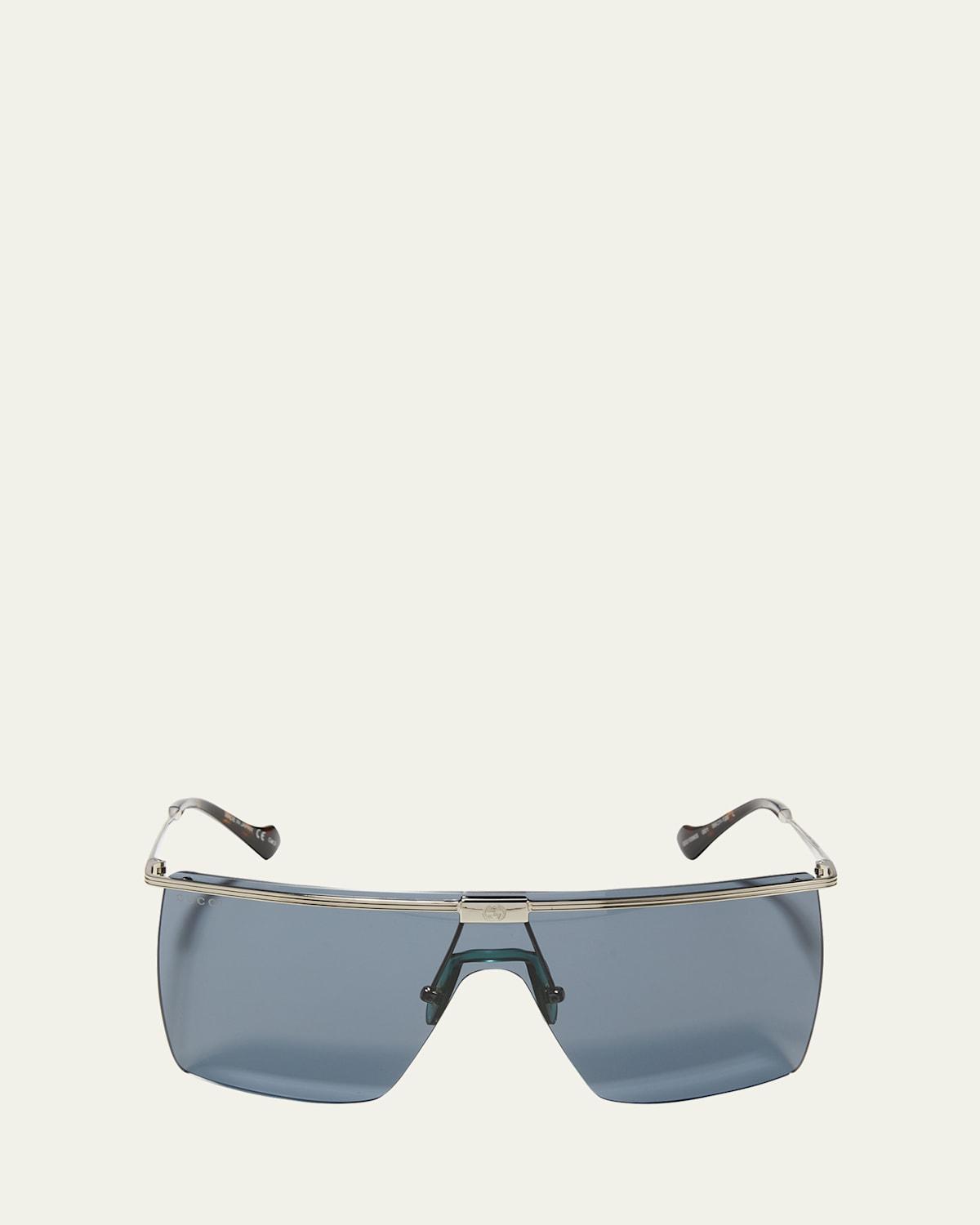 Mens Flat-Top Metal Shield Sunglasses Product Image