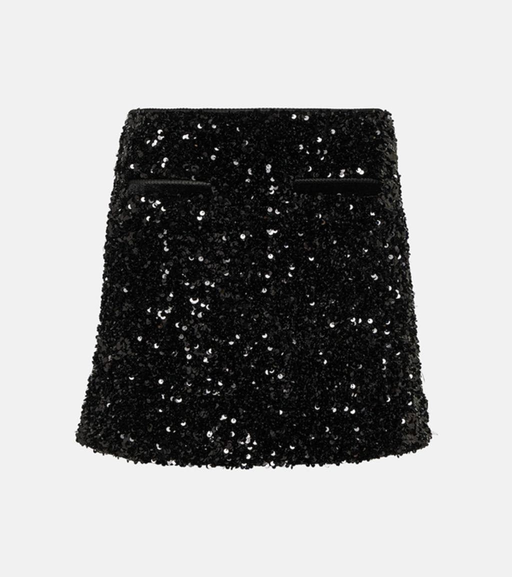 Sequined Miniskirt In Black Product Image