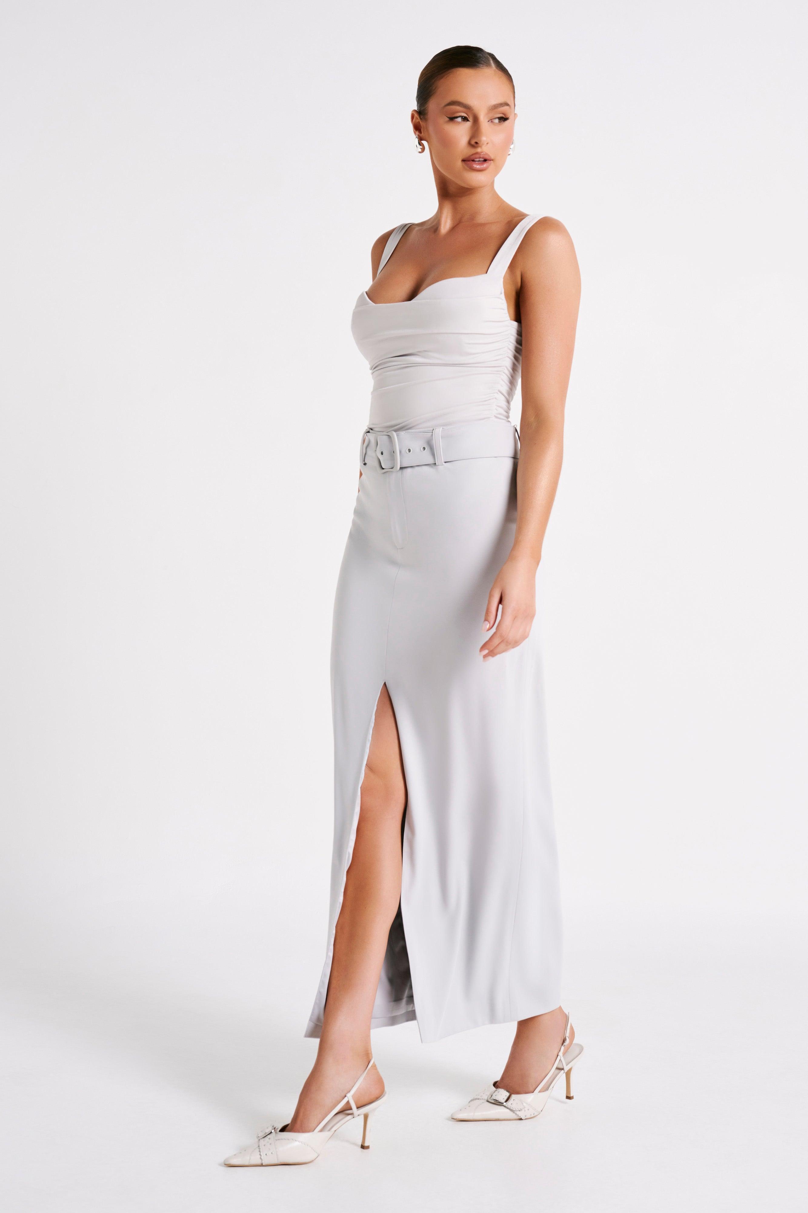 Daria Suiting Midi Skirt - Ice Grey Product Image