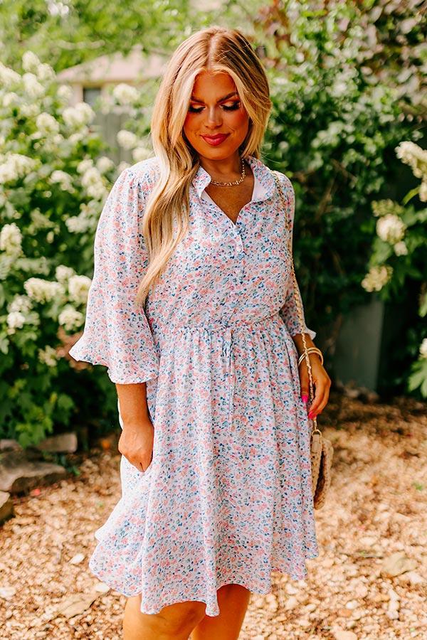 Headed Down Memory Lane Dress In Sky Blue Curves Product Image