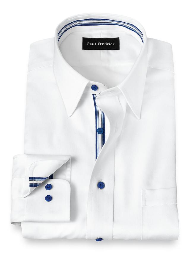 Non-iron Cotton Solid Dress Shirt With Contrast Trim Product Image