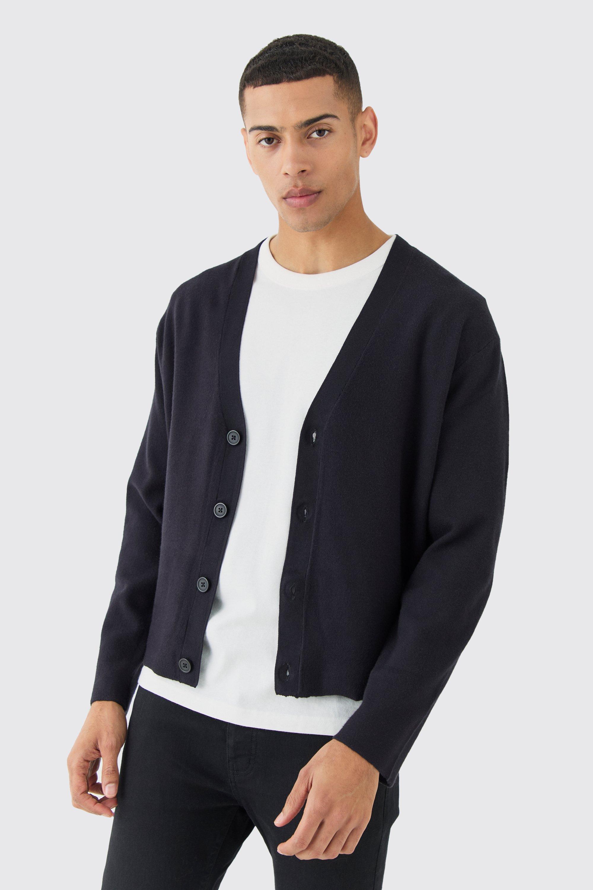 Boxy Fit Knitted Cardigan | boohooMAN USA Product Image