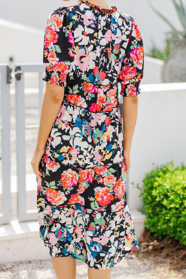 Just A Dream Black Floral Midi Dress Female Product Image