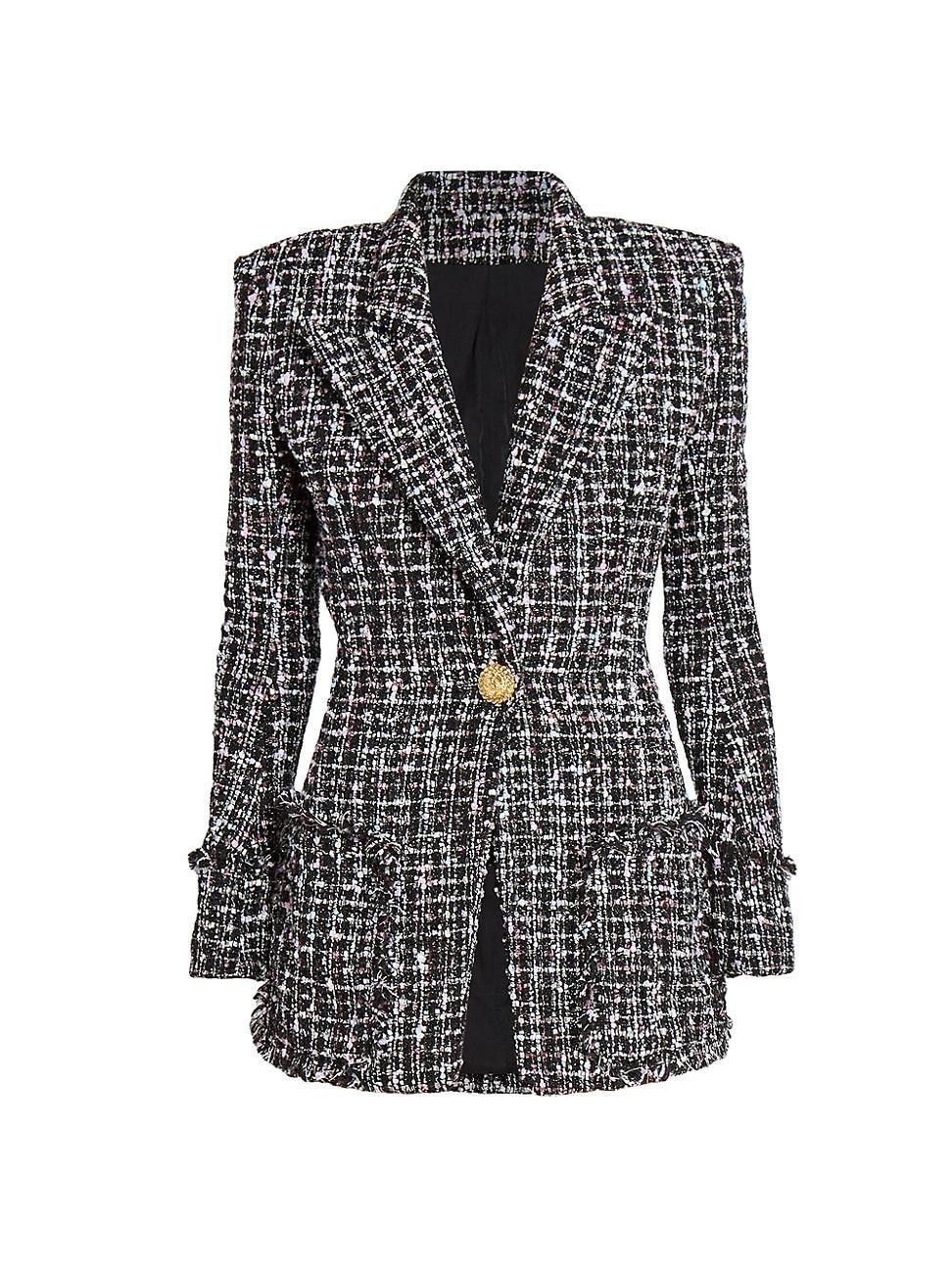 Womens Tweed Single-Breasted Blazer Product Image