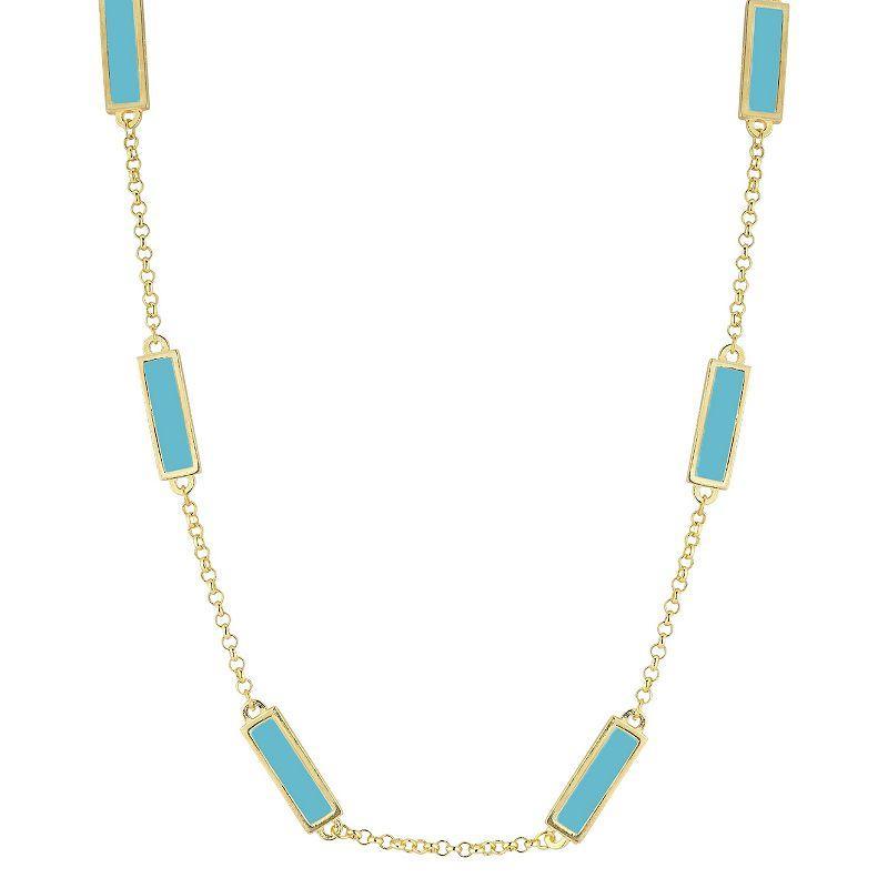 Sunkissed Sterling Synthetic Turquoise Bar Necklace, Womens, Gold Tone Product Image