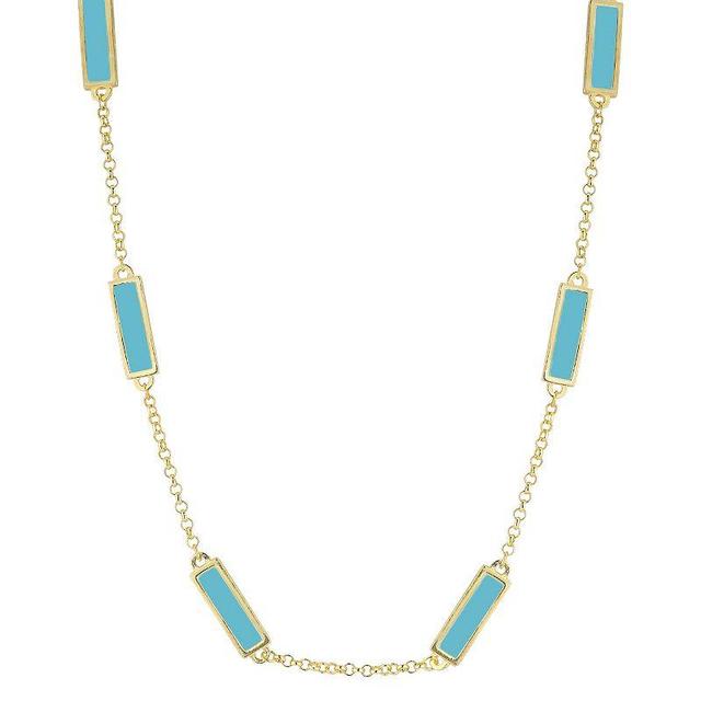 Sunkissed Sterling Synthetic Turquoise Bar Necklace, Womens, Gold Tone Product Image