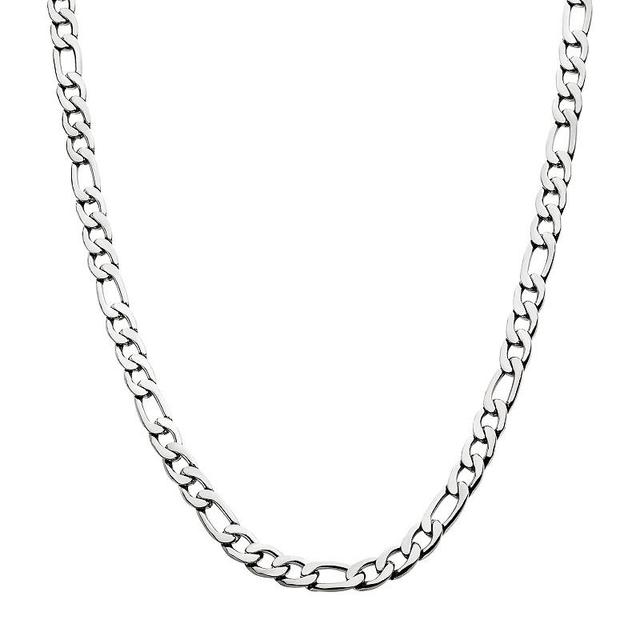 Stainless Steel Figaro Chain Necklace, Mens Silver Tone 4mm Product Image