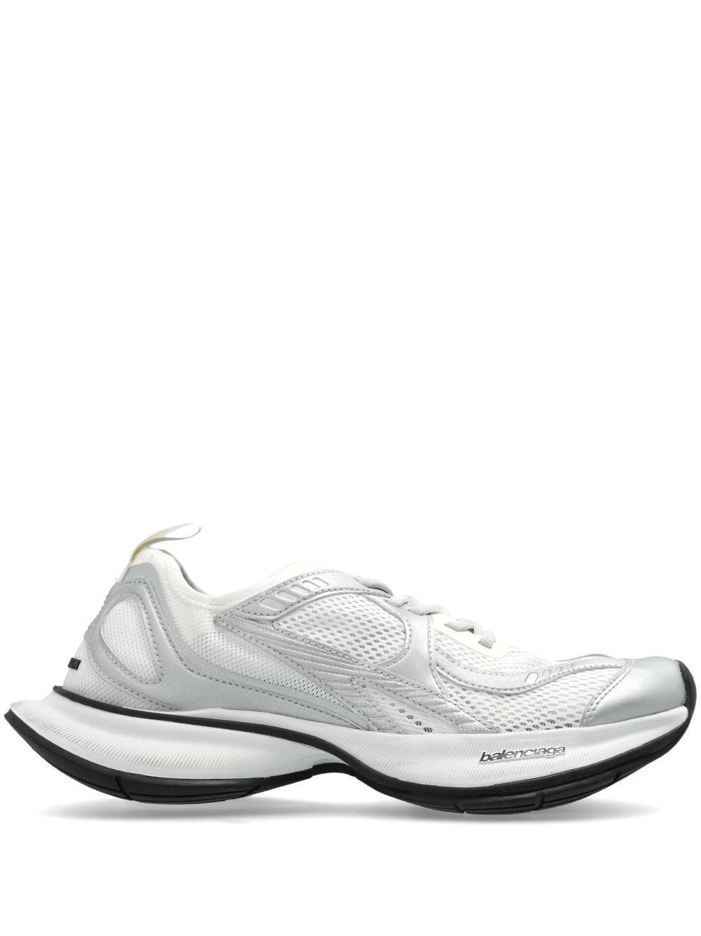 BALENCIAGA Circuit Mesh And Rubber Sneakers In White Silver Product Image