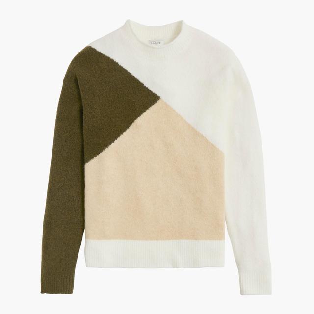 Colorblock mockneck sweater in extra-soft yarn Product Image