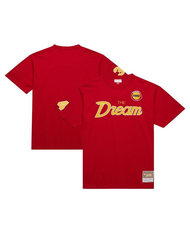 Mitchell & Ness Mens Hakeem Olajuwon Red Houston Rockets Premium Nickname T-Shirt Product Image