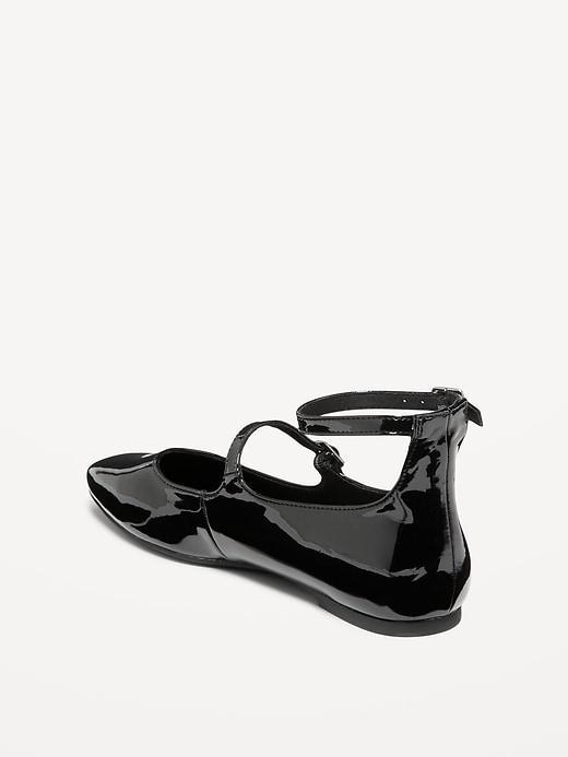 Double-Strap Faux Leather Mary Jane Flats Product Image