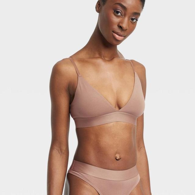 Womens Cotton Stretch Triangle Bralette - Auden Brown M Product Image