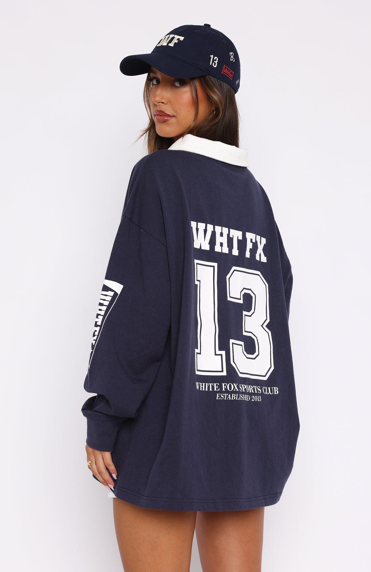 On Your Team Long Sleeve Oversized Tee Navy Product Image