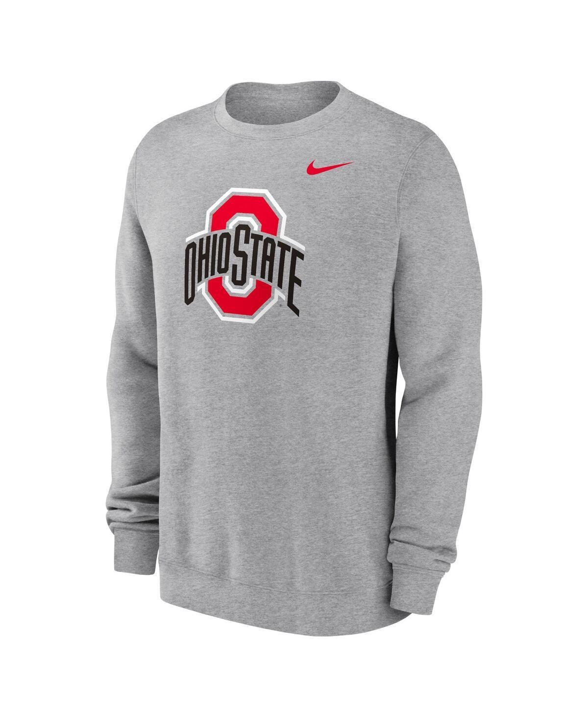 NIKE Men's Heather Gray Ohio State Buckeyes Primetime Evergreen Fleece Pullover Sweatshirt Product Image