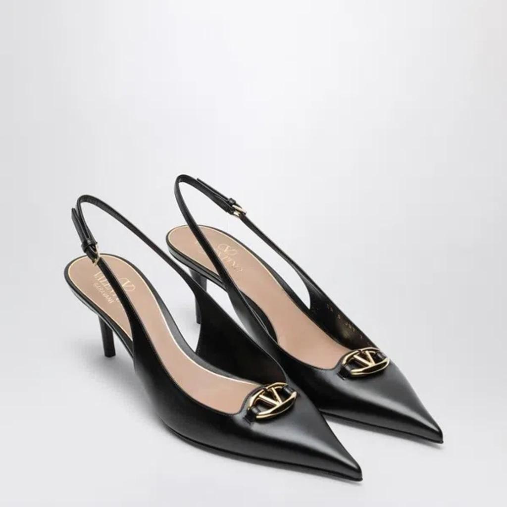 VALENTINO GARAVANI Slingback Vlogo The Bold Edition Black Calfskin Pumps Women Product Image