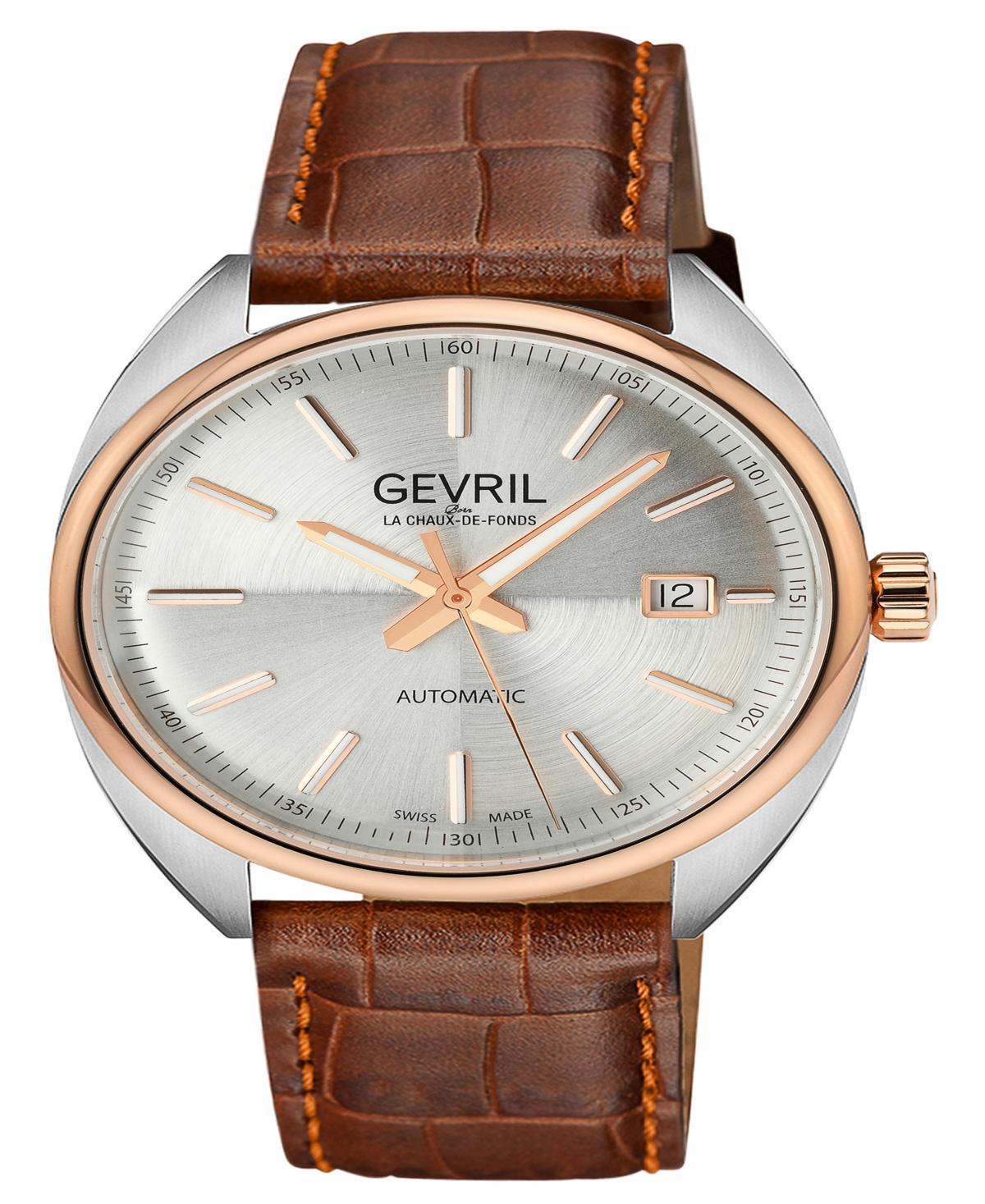 Gevril Mens Five Points Brown Leather Watch 40mm - Brown Product Image