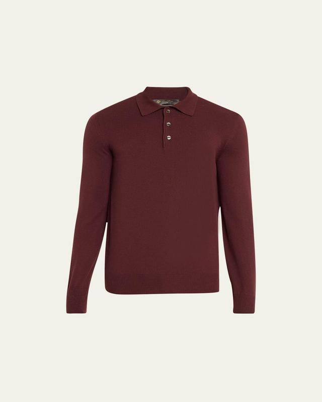 Mens Vicuna Wool Polo Sweater Product Image