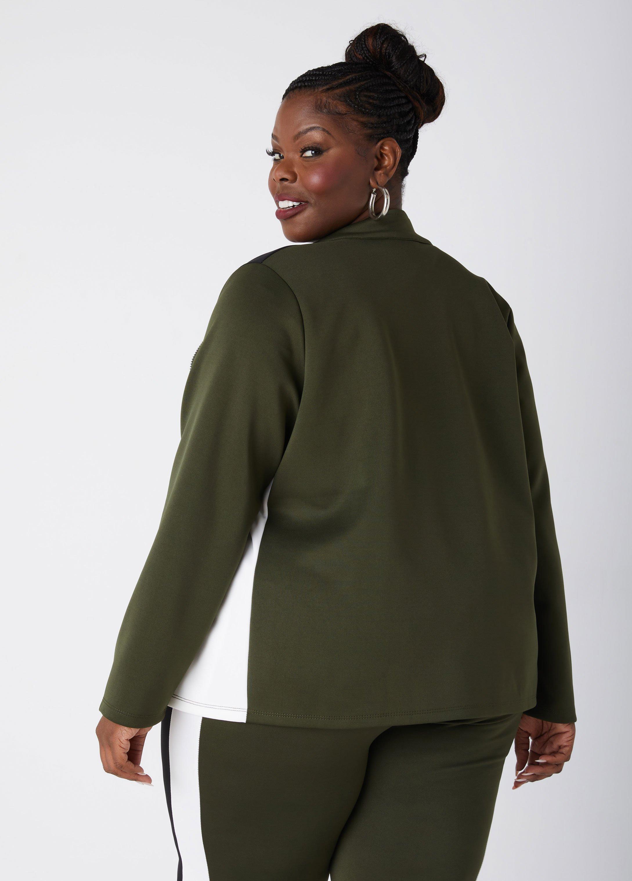 Plus Size Zip Front Colorblock Track Jacket Ashley Stewart Product Image