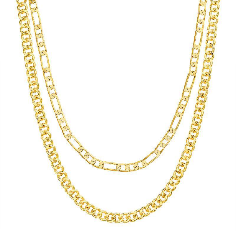 Paige Harper 14k Gold Over Recycled Brass Figaro & Curb Layered Chain Necklace, Womens Gold Tone Product Image