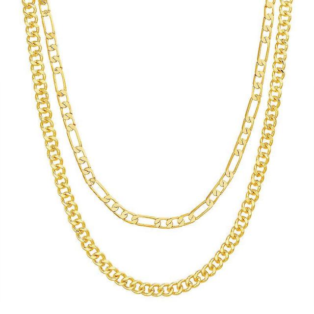 Paige Harper 14k Gold Over Recycled Brass Figaro & Curb Layered Chain Necklace, Womens Gold Tone Product Image