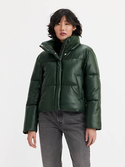 Levis Faux Leather Puffer Jacket - Womens Product Image