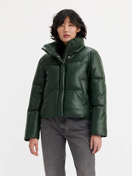 Levis Faux Leather Puffer Jacket - Womens Product Image