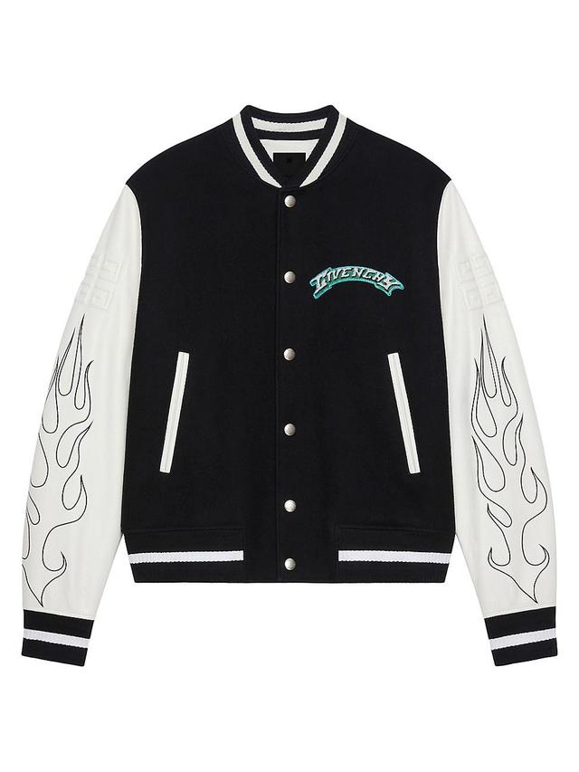 Mens Varsity Jacket In Wool And Leather Product Image