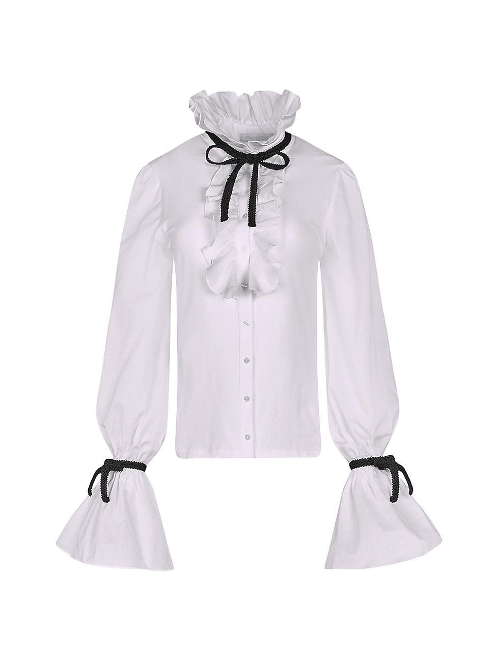 Womens Reine Ribbon-Trimmed Cotton Jersey Shirt product image