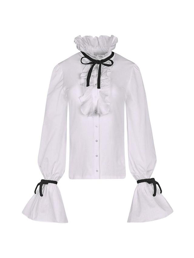 Womens Reine Ribbon-Trimmed Cotton Jersey Shirt Product Image