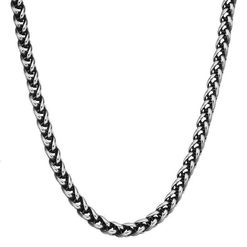 LYNX Black Ion-Plated Stainless Steel Wheat Chain Necklace - 24 in. - Men, Mens Product Image