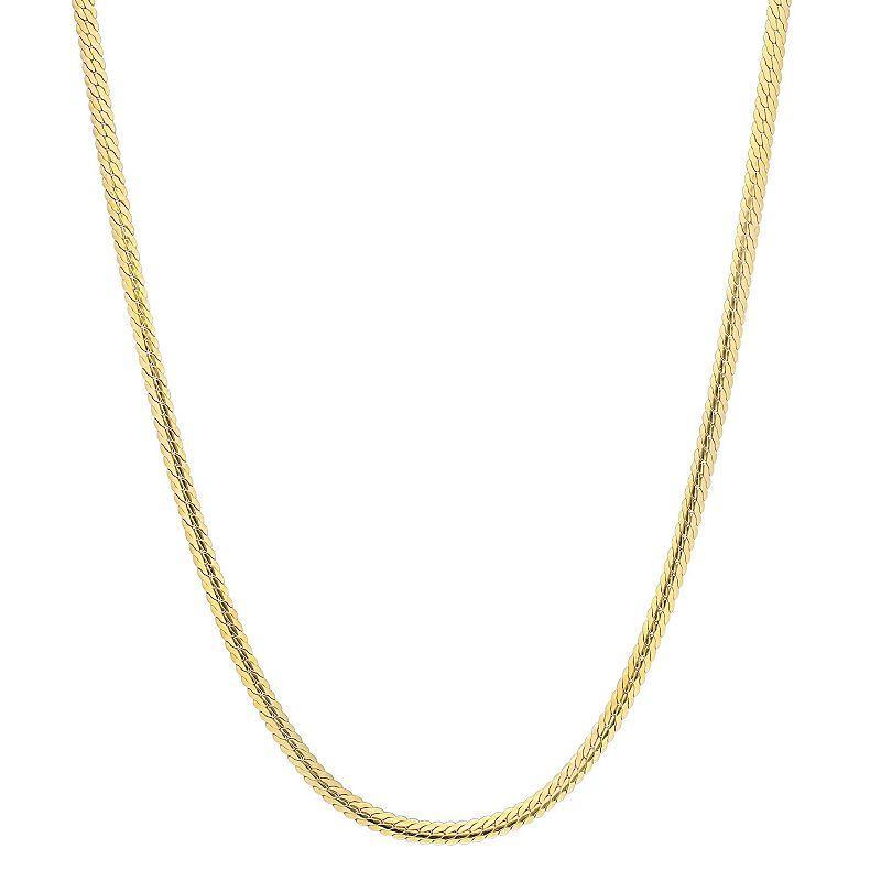 Stella Grace Sterling Silver 3 mm Herringbone Chain Necklace, Womens 18k Gold Plate Product Image