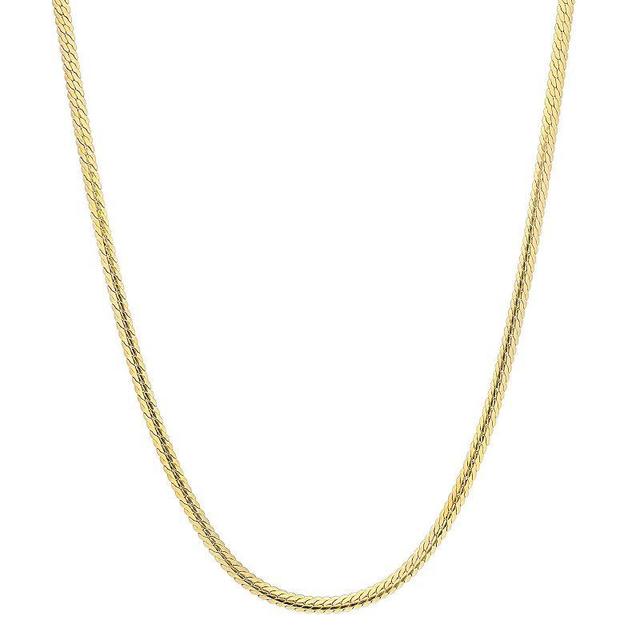 Stella Grace Sterling Silver 3 mm Herringbone Chain Necklace, Womens 18k Gold Plate Product Image