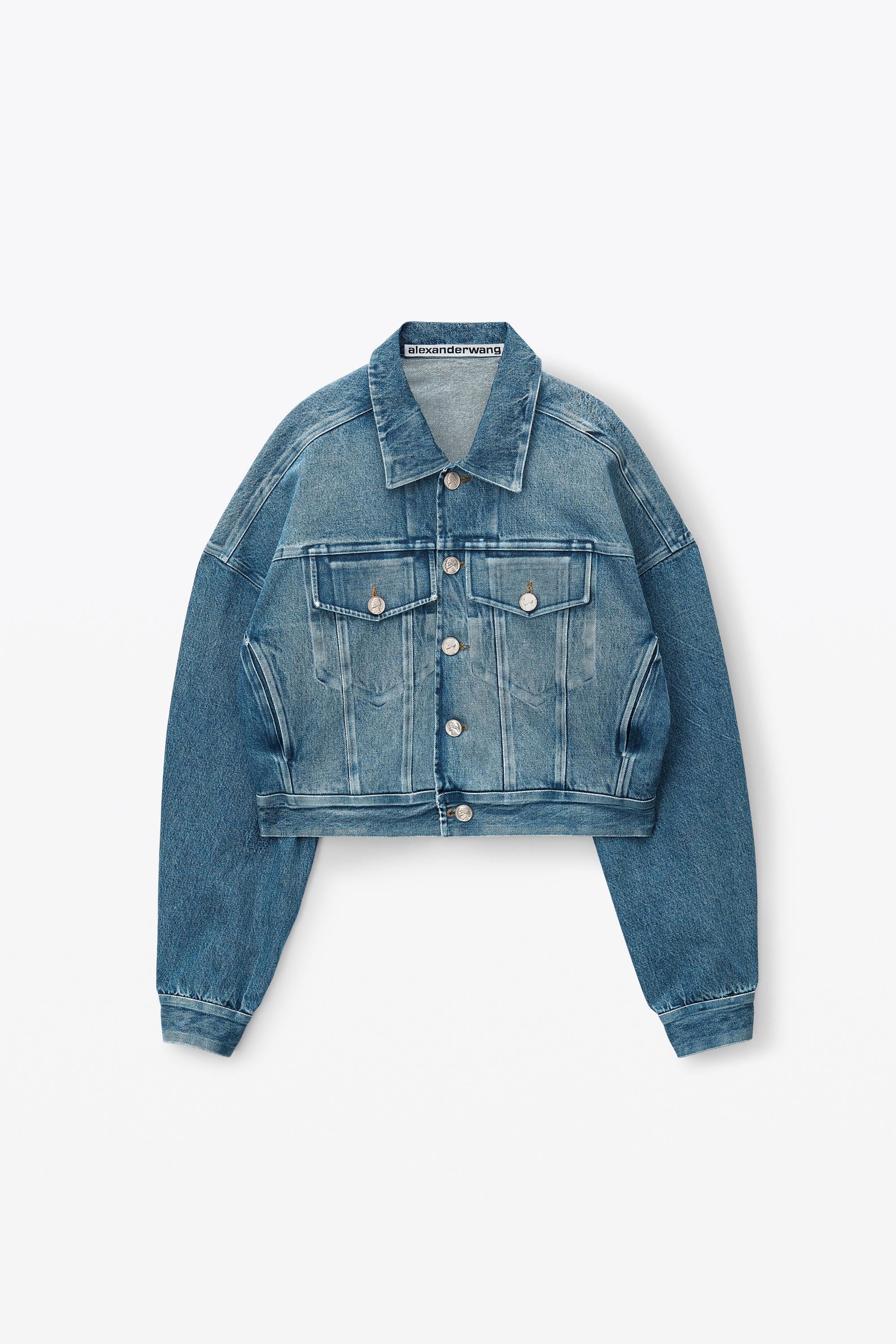 Bonded Rounded Trucker Jacket In Cotton Denim Product Image