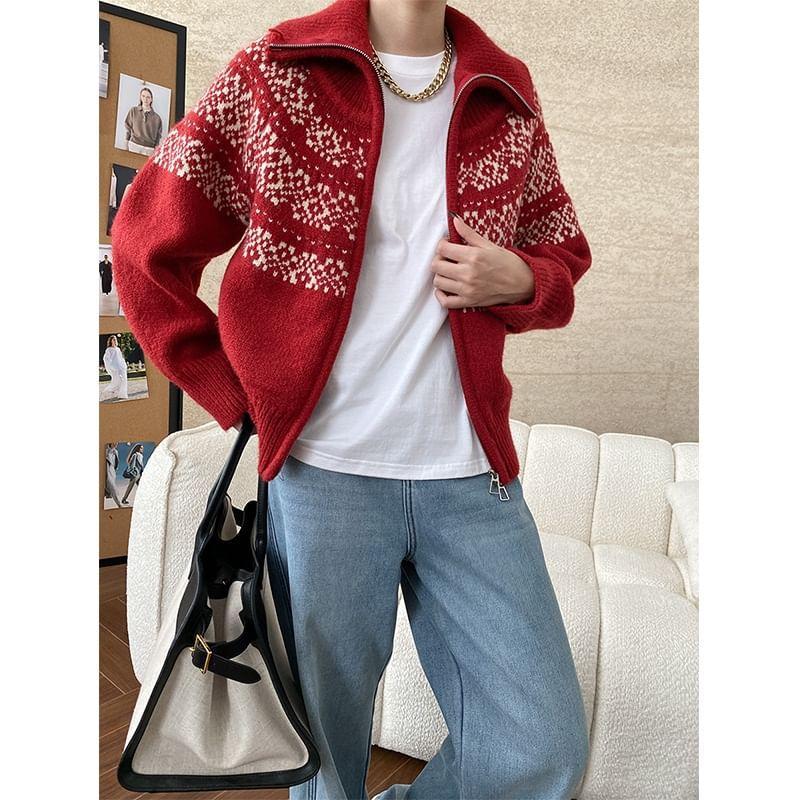 Patterned Zip Cardigan Product Image