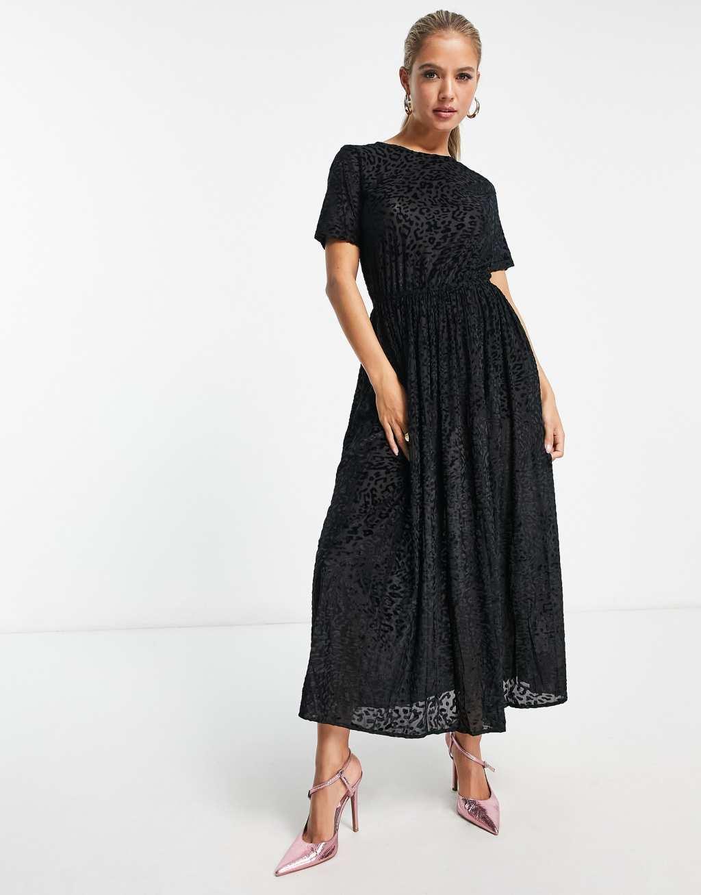 Never Fully Dressed velvet devore dress in black leopard product image