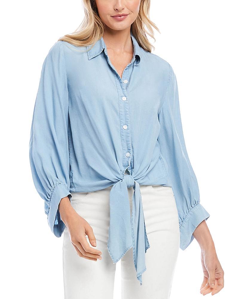 Karen Kane Chambray Tie Front Shirt Product Image