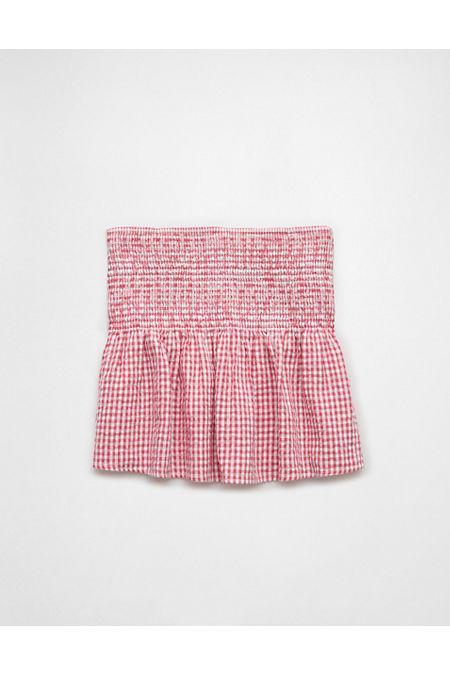 AE Smocked Gingham Babydoll Tube Top Women's Product Image