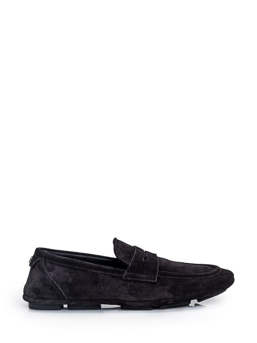 Logo-plaque Suede Loafers In Black Product Image