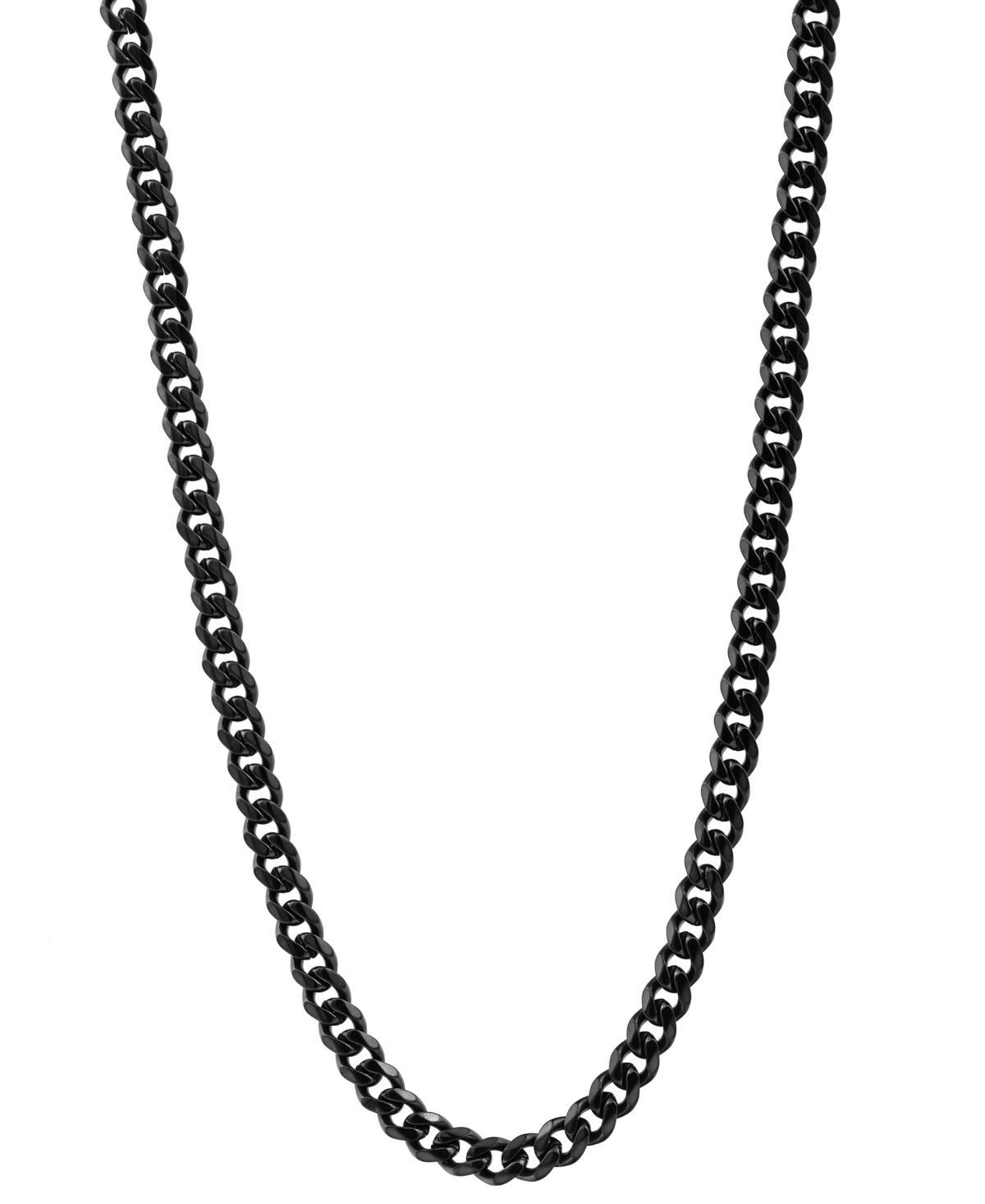 Blackjack Mens Curb Link 24 Chain Necklace Ion-Plated Stainless Steel - Black Product Image