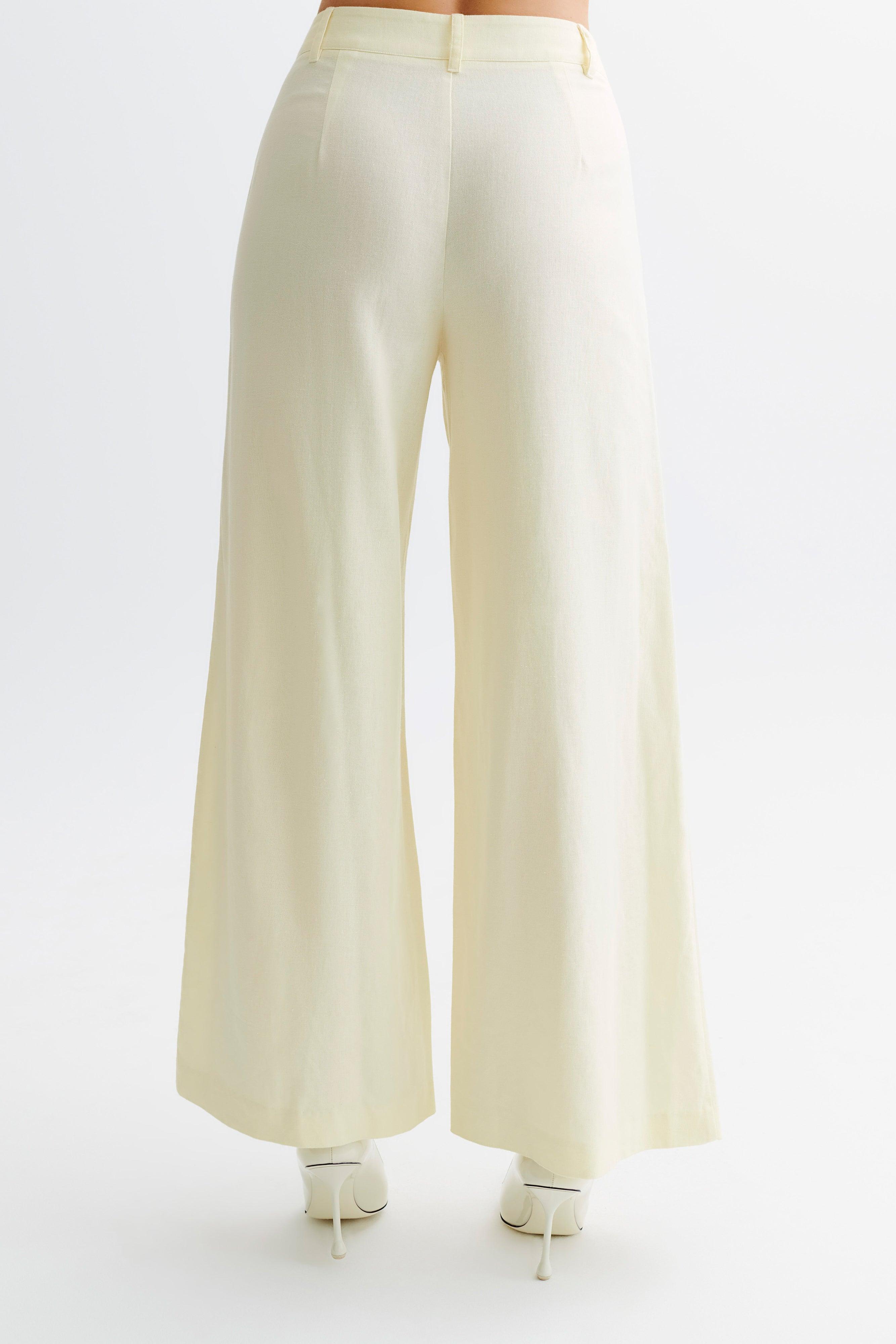 Franca Linen Wide Leg Pant - Lemon Sherbet Product Image