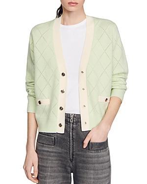 Sandro Pointelle Knit Snap Front Cardigan Product Image