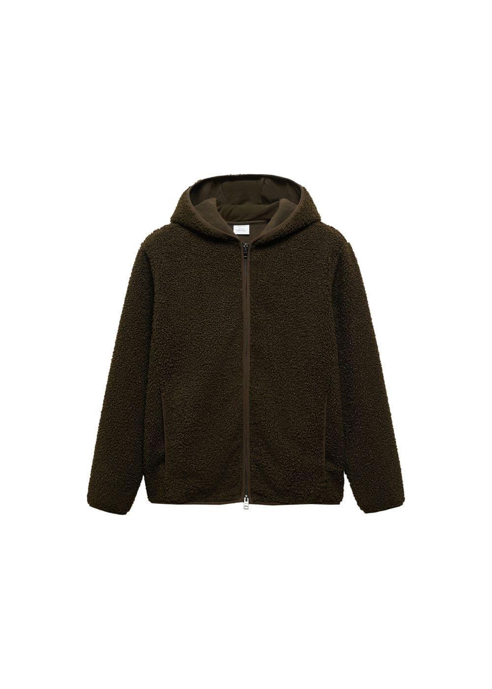 MANGO MAN - Zipper bouclé sweatshirt dark greenMen Product Image