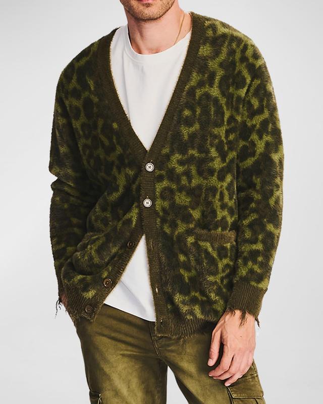 Mens Kash Fleece Leopard Cardigan Product Image