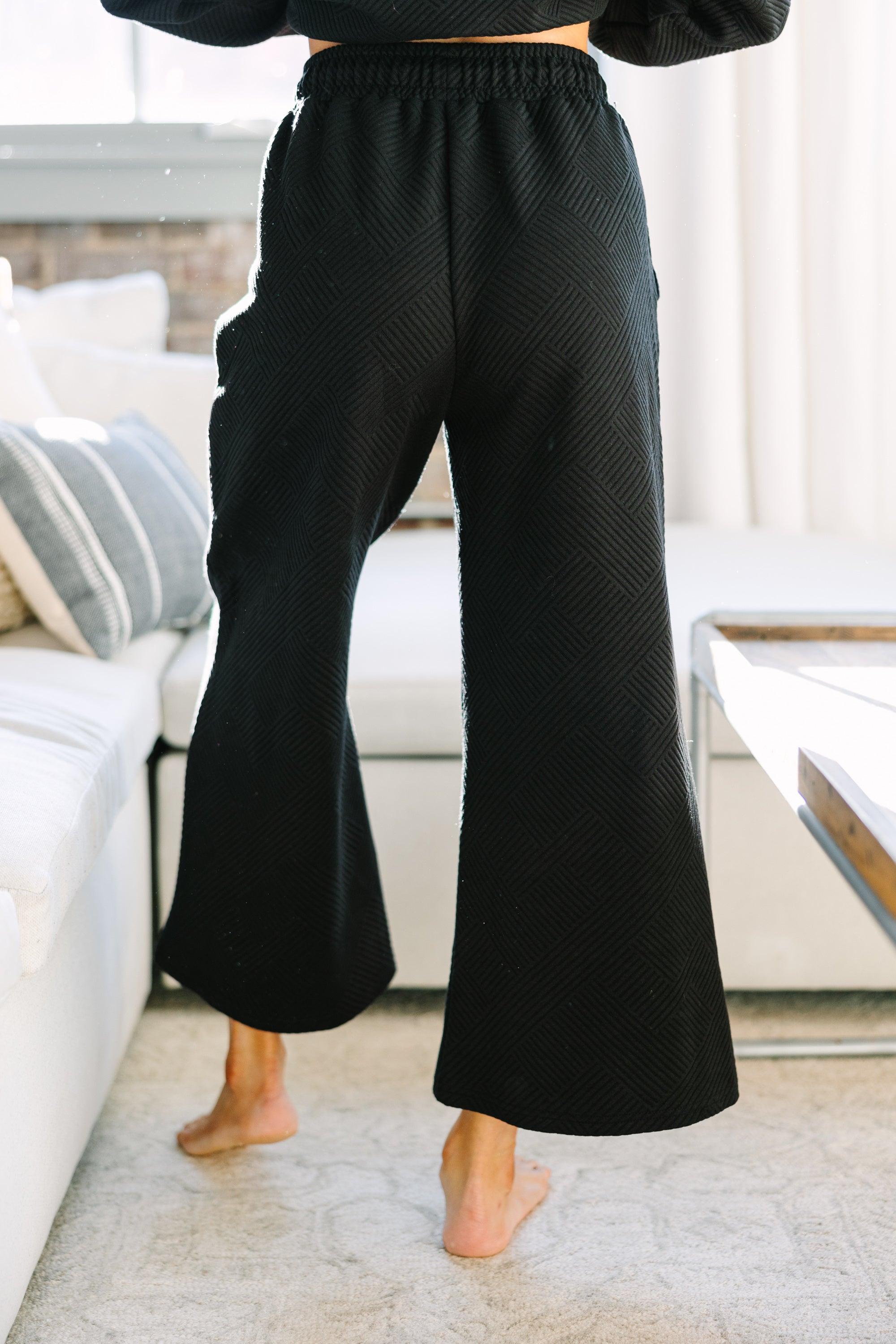 Make Your Day Black Textured Pants Female Product Image